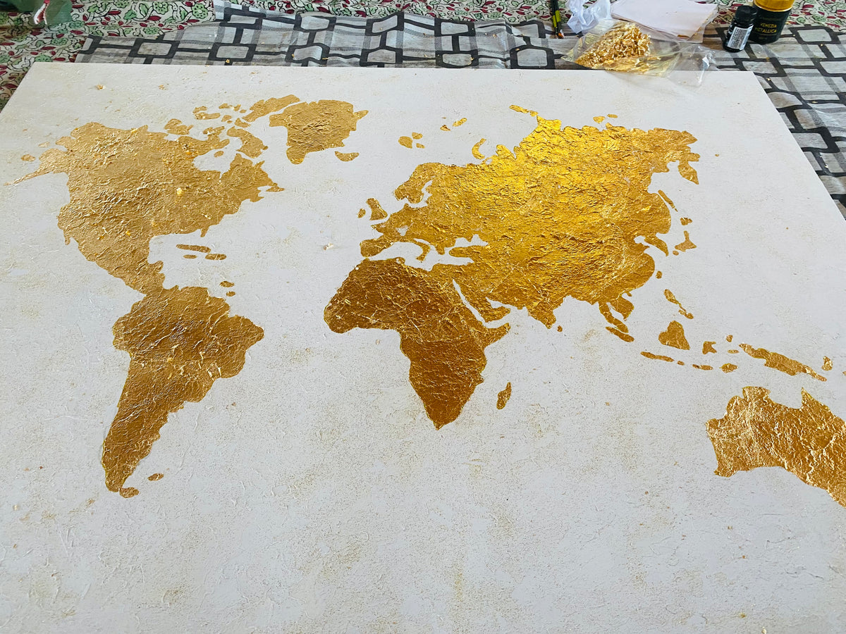 Would Map Gold “Gold World Map Artwork” – MurcyArt